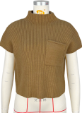 Solid Color Knitted Half Turtleneck Sweater