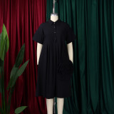 Fashion Solid Color A-line Shirt Mid-length Dress