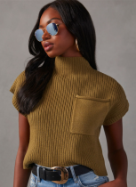 Solid Color Knitted Half Turtleneck Sweater