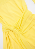New Autumn Solid Color Casual Cross-Neck Long-Sleeved Dress