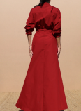 Casual Solid Color High Slit Turndown Collar Long Dresses