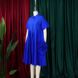 Fashion Solid Color A-line Shirt Mid-length Dress