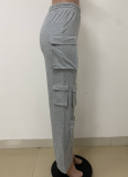 Elastic Waist Multi-Pocket Loose-Fitting Trousers For Everyday Wear