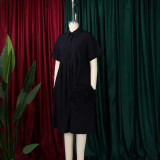 Fashion Solid Color A-line Shirt Mid-length Dress