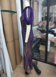 One-shoulder Chiffon Splicing Sequin Maxi Party Dress