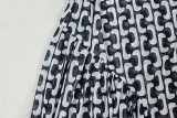 Black Sexy Print High Slit O Neck Long Dresses