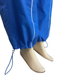 Casual Solid Color Zipper Turndown Collar Long Sleeve Two Pieces
