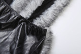 Black Sexy Solid Color Backless Deep V Neck Wrapped Skirt Dresses