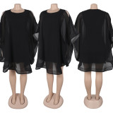 Fashionable Chiffon Loose Front and Back One-piece Cape Dress