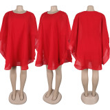 Fashionable Chiffon Loose Front and Back One-piece Cape Dress