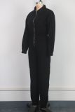 Fashion Waist lLapel Metal Zipper Multi-pocket Work Jumpsuit