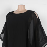 Fashionable Chiffon Loose Front and Back One-piece Cape Dress