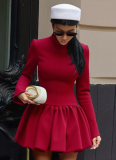 Solid Color Temperament Long Sleeve High Collar Slim Short Dress