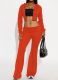 Casual Solid Color Zipper Hooded Long Sleeve Two Pieces