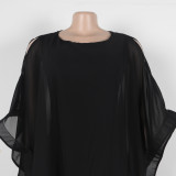 Fashionable Chiffon Loose Front and Back One-piece Cape Dress