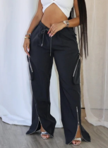 Casual Multi-pocket Zippered Loose Straight-leg Overalls