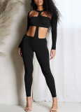 SXY Cut Out Solid Color Jumpsuit