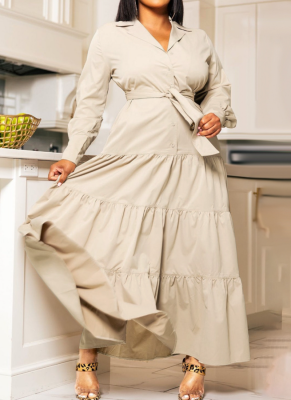 Fashionable Long Shirt Belt Dress
