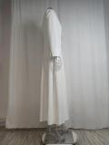 Solid Color Tie Waist Long Sleeve Irregular Shirt Dress