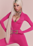 Fashionable Personality Street Style Commuting Tight Zipper Long-sleeved Jumpsuit
