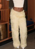 Fashionable Personality Trend Street Shot Solid Color Tassel Slim Fit Trousers