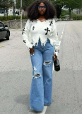 Sexy Contrasting Tight-fitting Knitted Versatile Sweater