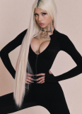 Fashionable Personality Street Style Commuting Tight Zipper Long-sleeved Jumpsuit