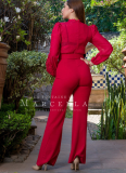 Fashionable Personality Lace Splicing Lace-up Wide-leg Jumpsuit