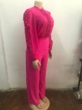 Fashionable Personality Lace Splicing Lace-up Wide-leg Jumpsuit