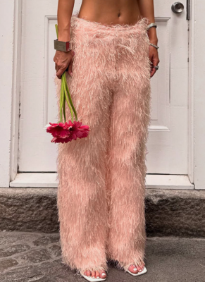Fashionable Personality Trend Street Shot Solid Color Tassel Slim Fit Trousers
