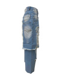 Casual Solid Color Ripped Loose Denim Jeans