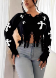 Sexy Contrasting Tight-fitting Knitted Versatile Sweater