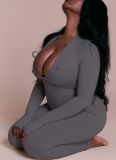 Fashionable Personality Street Style Commuting Tight Zipper Long-sleeved Jumpsuit