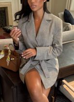 Fashionable Belted Women's Suit Blazer