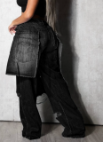 Casual Solid Color Ripped Loose Denim Jeans