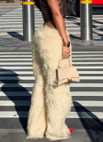 Fashionable Personality Trend Street Shot Solid Color Tassel Slim Fit Trousers