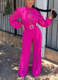 Fashionable Personality Lace Splicing Lace-up Wide-leg Jumpsuit