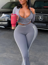 Sexy Hot Girl Tight Fitness Sports Long-sleeved Trousers Suit