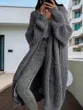 Loose and Versatile Lazy Style Long-sleeved Knitted Cardigan Sweater Jacket