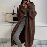 Loose and Versatile Lazy Style Long-sleeved Knitted Cardigan Sweater Jacket