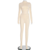 Solid Color Turtleneck Slim Fit Long Sleeve Bodysuit High Waisted Leg-Wrapped Pants Set