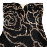 Sexy V-neck Strapless Sequined Dress