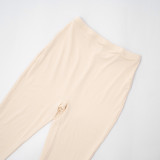 Solid Color Turtleneck Slim Fit Long Sleeve Bodysuit High Waisted Leg-Wrapped Pants Set