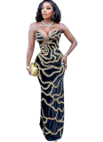 Sexy V-neck Strapless Sequined Dress