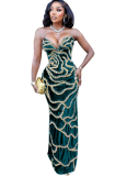 Sexy V-neck Strapless Sequined Dress