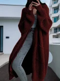 Loose and Versatile Lazy Style Long-sleeved Knitted Cardigan Sweater Jacket