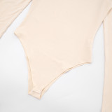 Solid Color Turtleneck Slim Fit Long Sleeve Bodysuit High Waisted Leg-Wrapped Pants Set