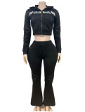 Casual and Comfortable Contour Embroidered Sports Sweatshirt Two-piece Set