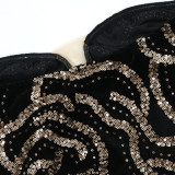 Sexy V-neck Strapless Sequined Dress