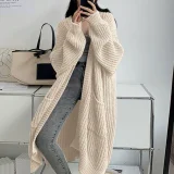 Loose and Versatile Lazy Style Long-sleeved Knitted Cardigan Sweater Jacket
